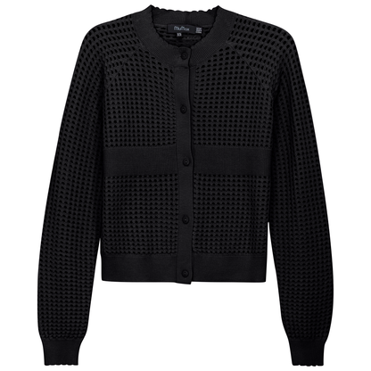 Cropped Crochet Cardigan Black