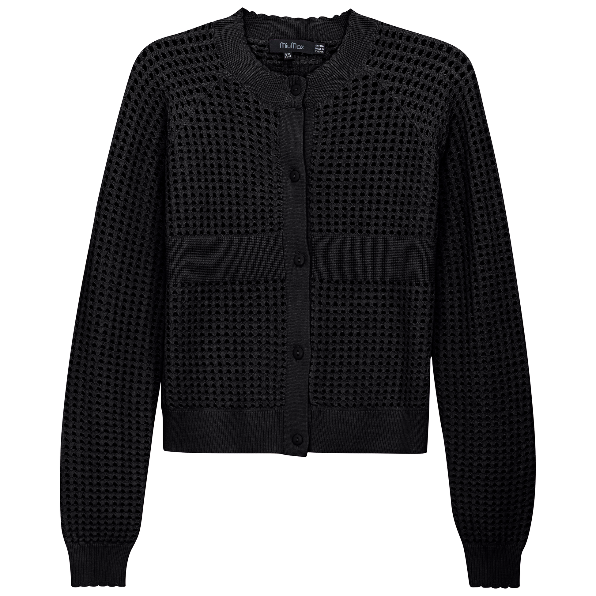 Cropped Crochet Cardigan Black