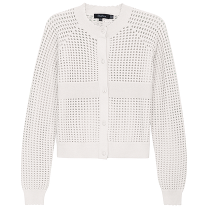 Cropped Crochet Cardigan White