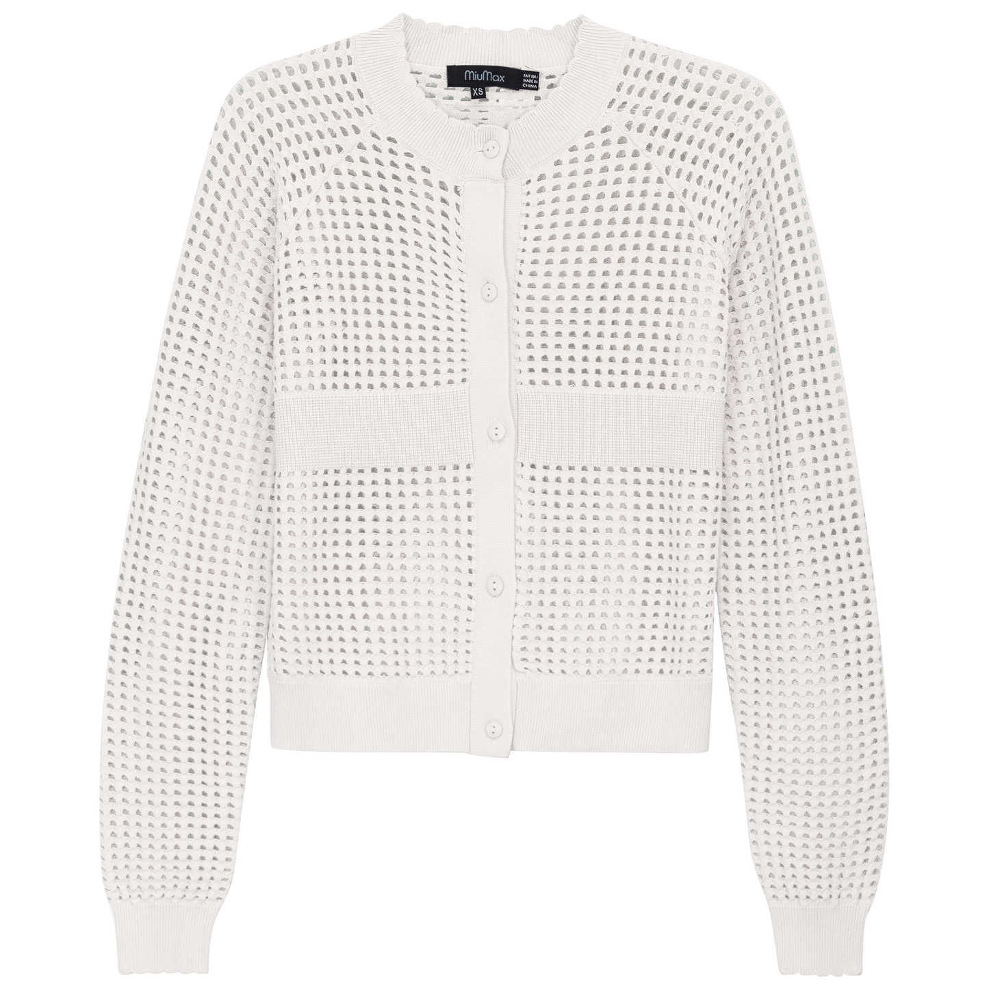 Cropped Crochet Cardigan White