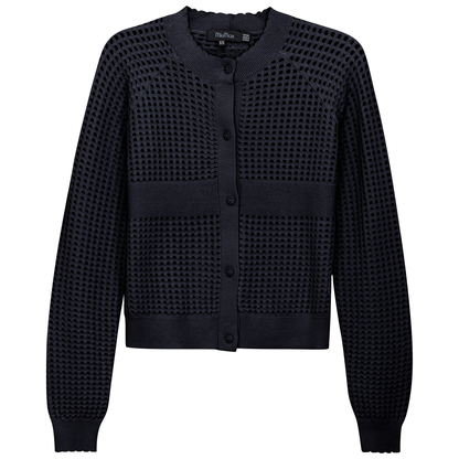 Cropped Crochet Cardigan Dark Navy