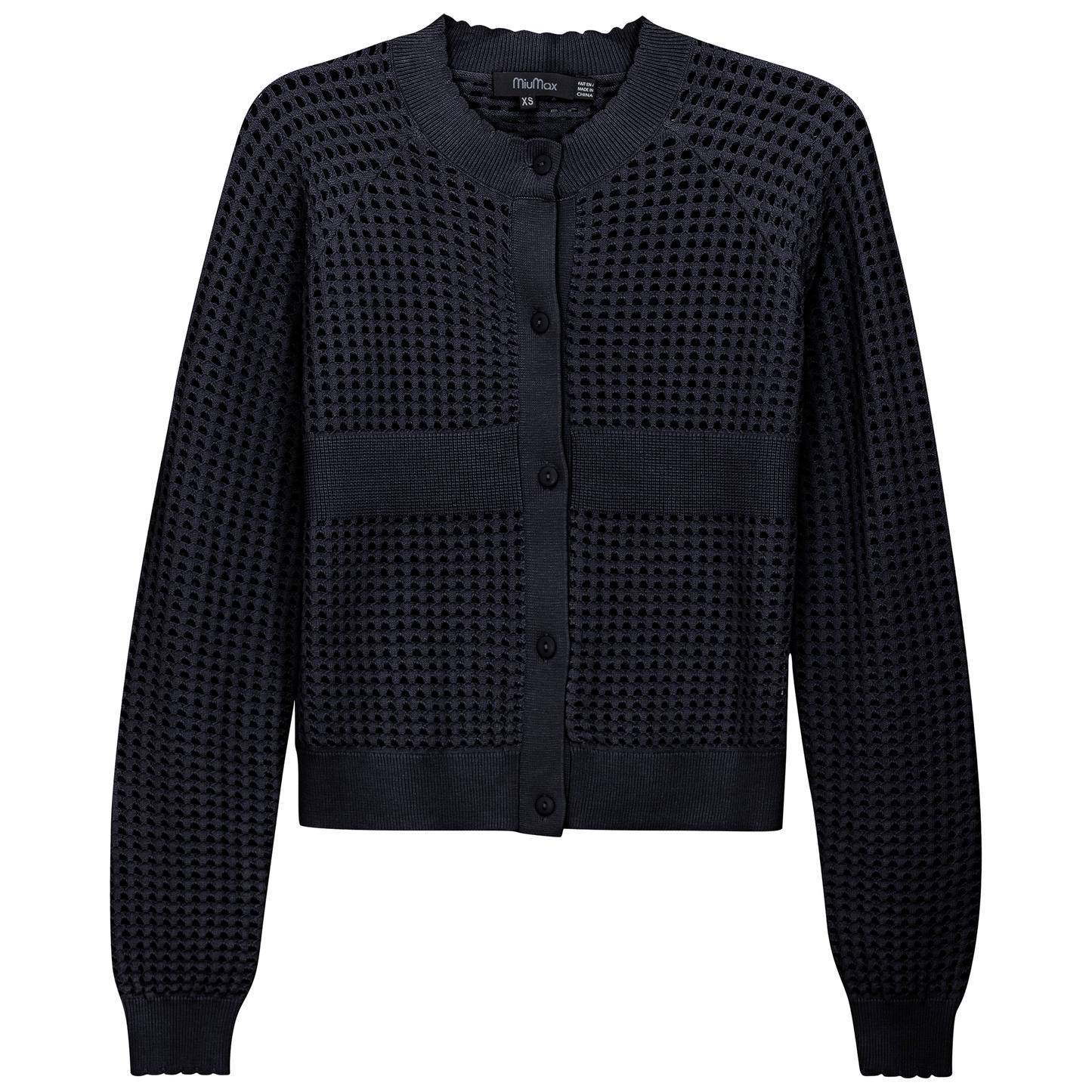 Cropped Crochet Cardigan Dark Navy