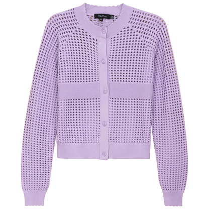 Cropped Crochet Cardigan Light Lilac