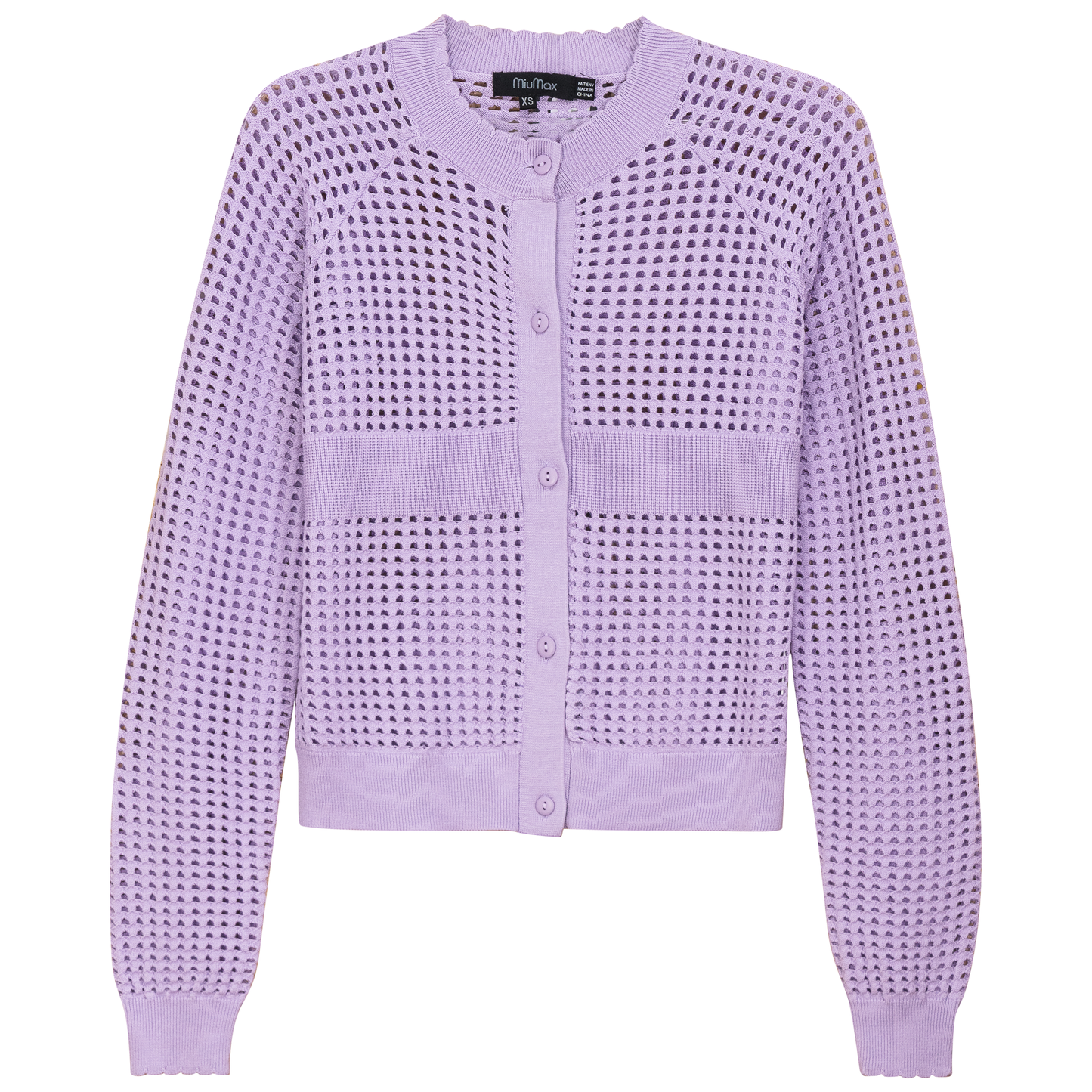 Cropped Crochet Cardigan Light Lilac