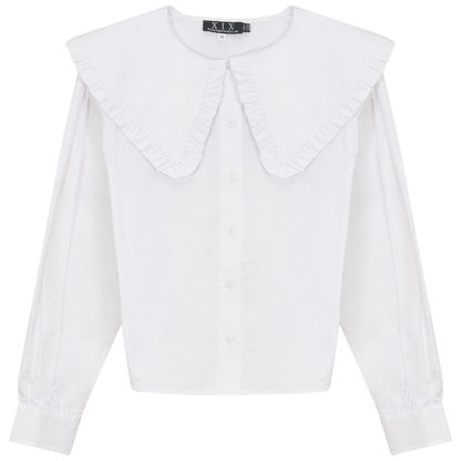 Bib Collar Cotton Shirt White