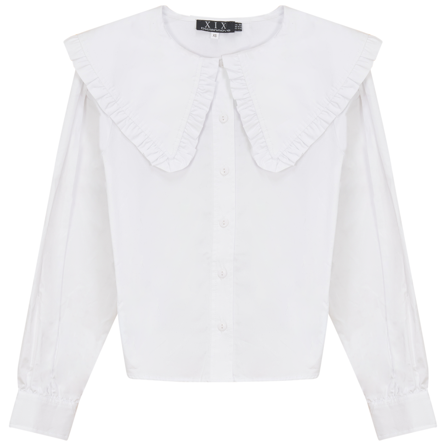 Bib Collar Cotton Shirt White