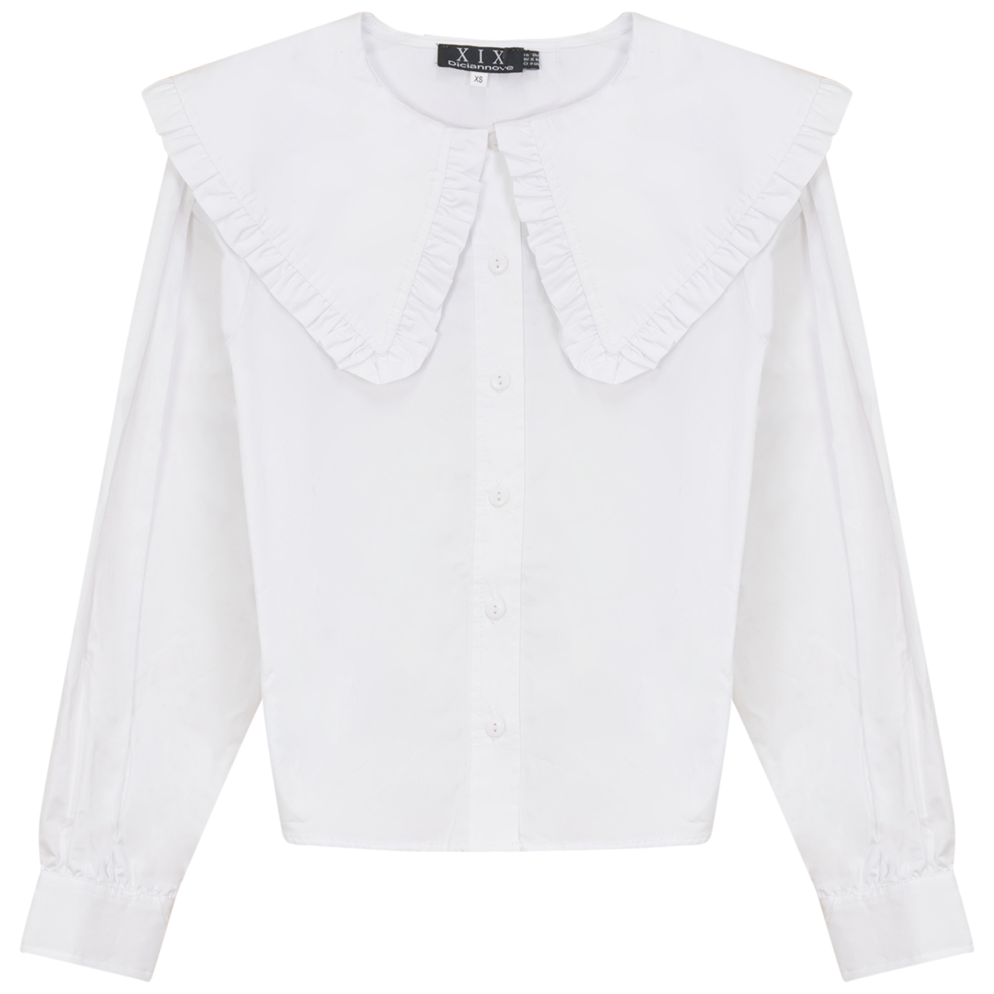 Bib Collar Cotton Shirt White