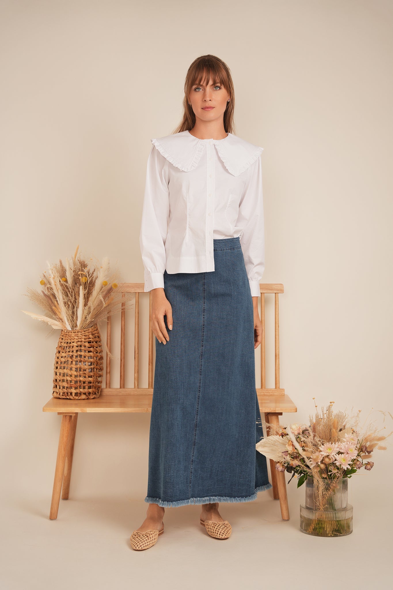 Bib Collar Cotton Shirt