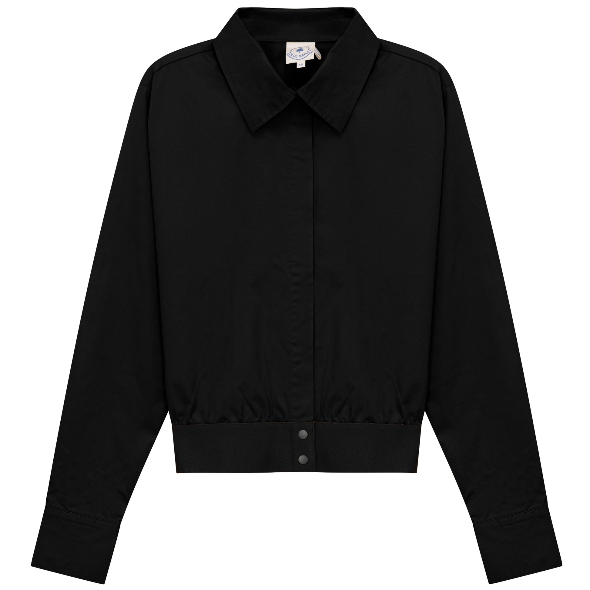 Cropped Cotton Belt Blouse Black