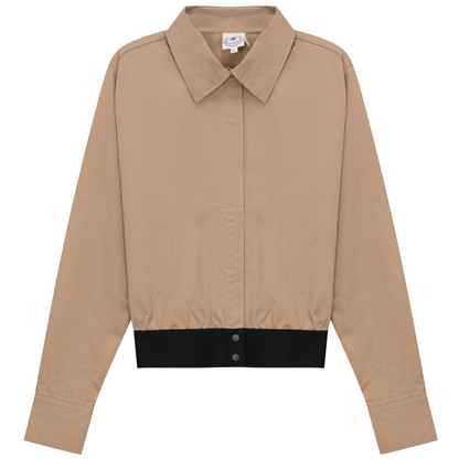 Cropped Cotton Belt Blouse Stone