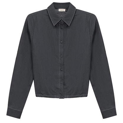 Cropped Chambray Shirt Black Denim