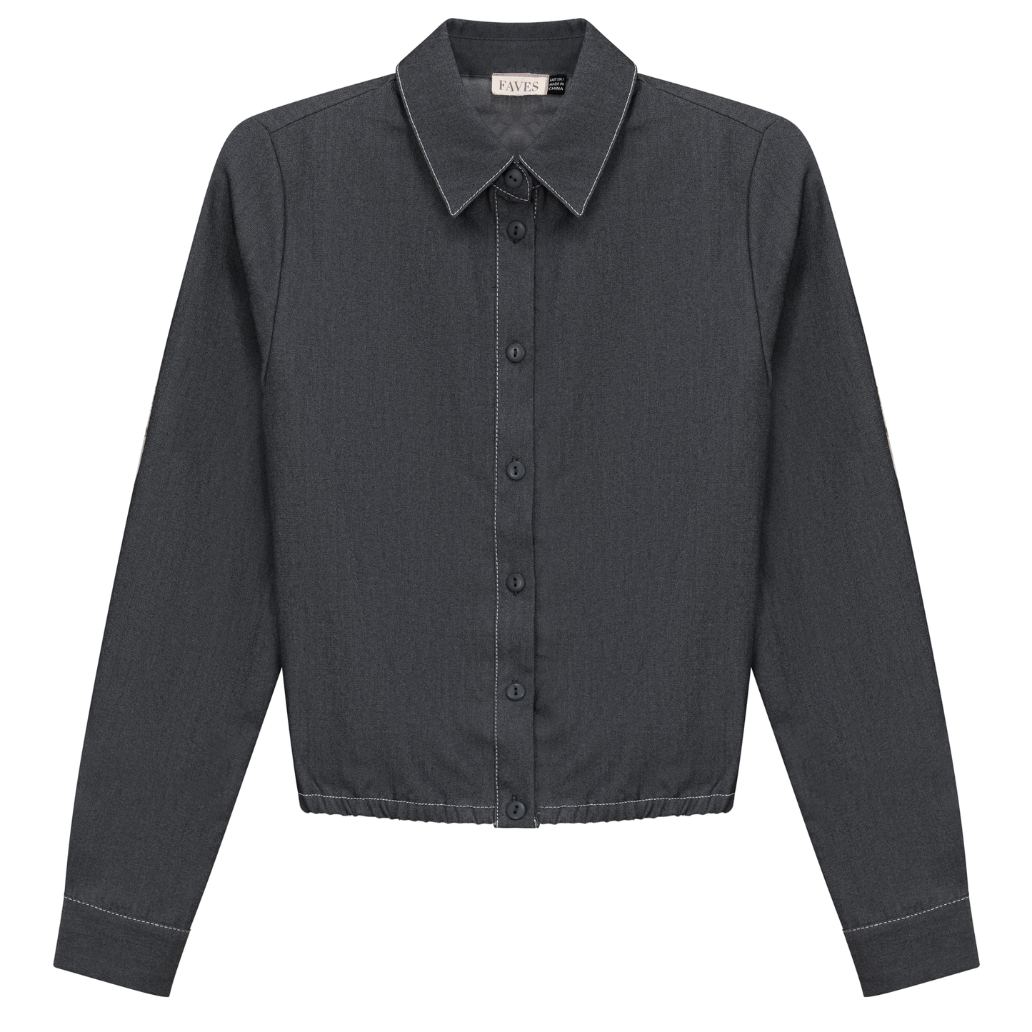 Cropped Chambray Shirt Black Denim