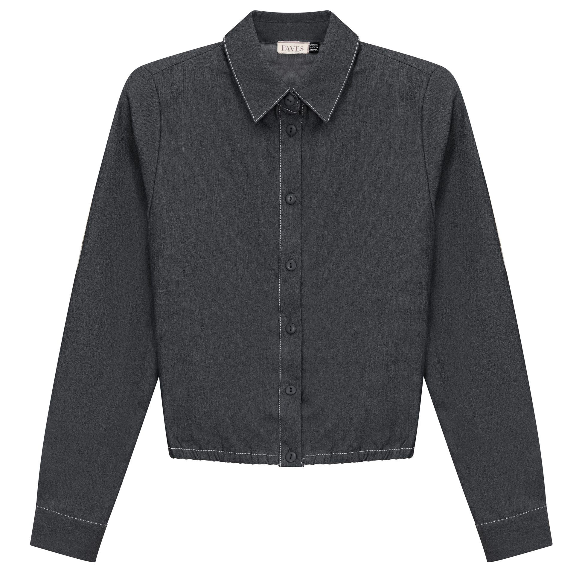 Cropped Chambray Shirt Black Denim