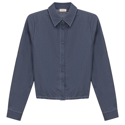 Cropped Chambray Shirt Dark Denim