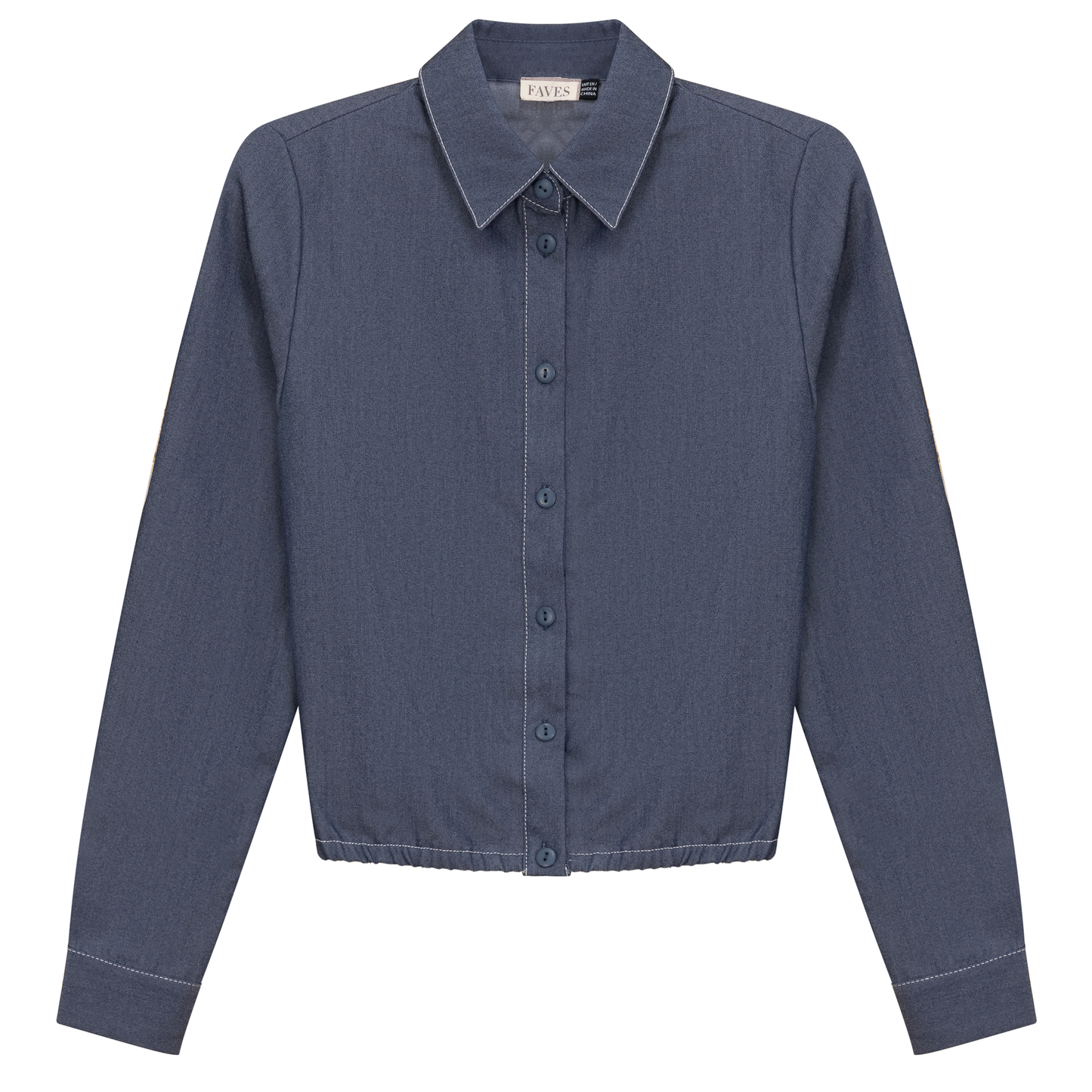 Cropped Chambray Shirt Dark Denim