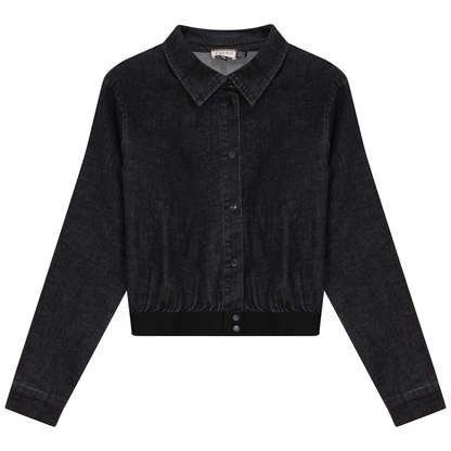 Cropped Denim Elastic Shirt Black Denim