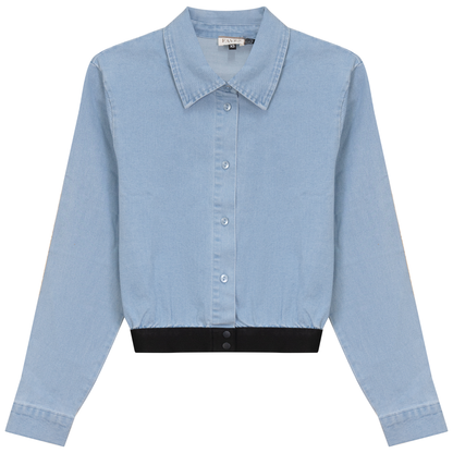 Cropped Denim Elastic Shirt Light Denim Wash