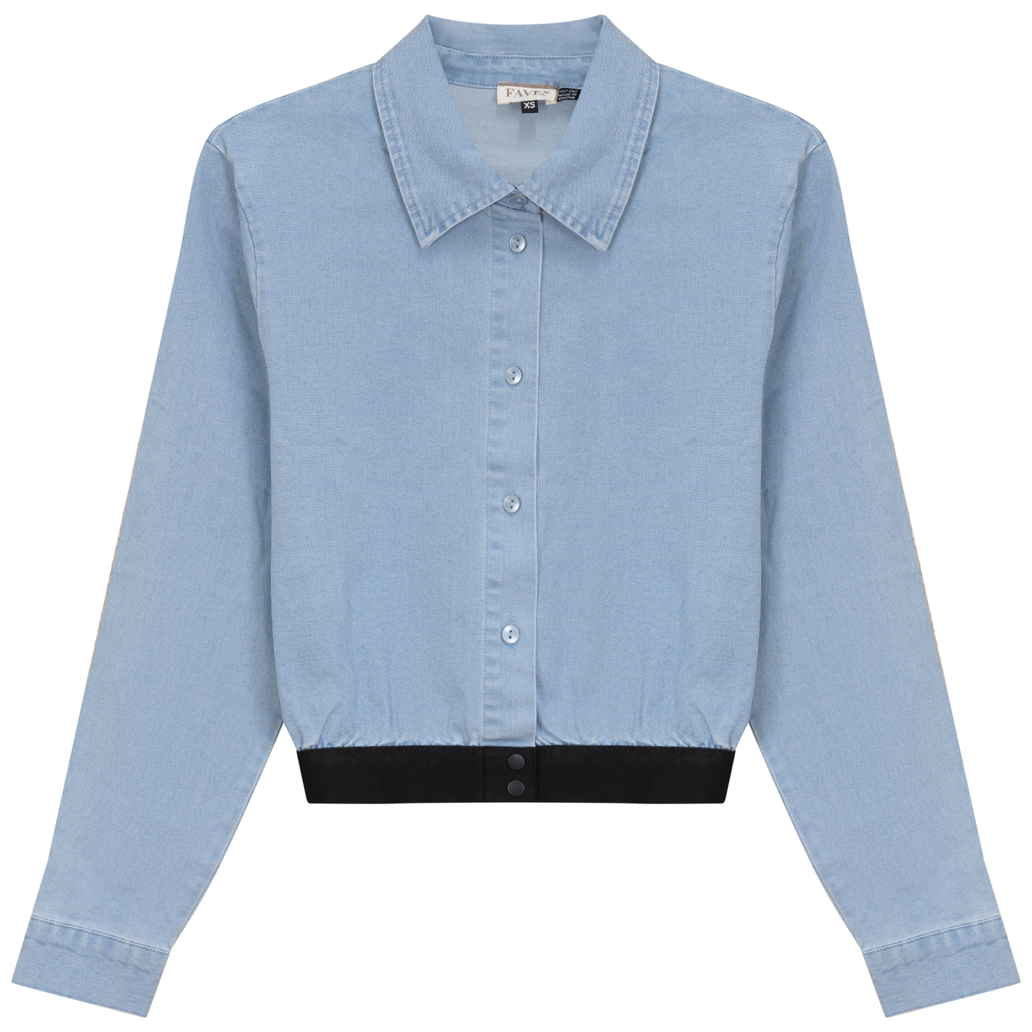 Cropped Denim Elastic Shirt Light Denim Wash