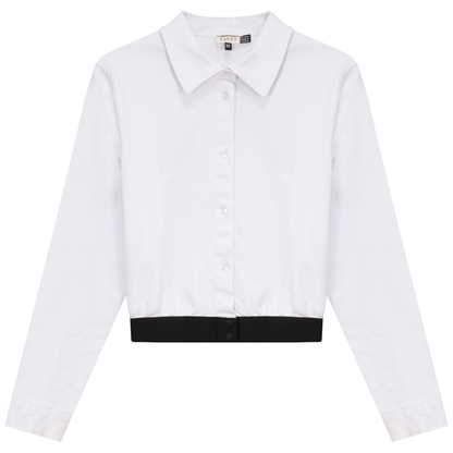Cropped Denim Elastic Shirt White Denim