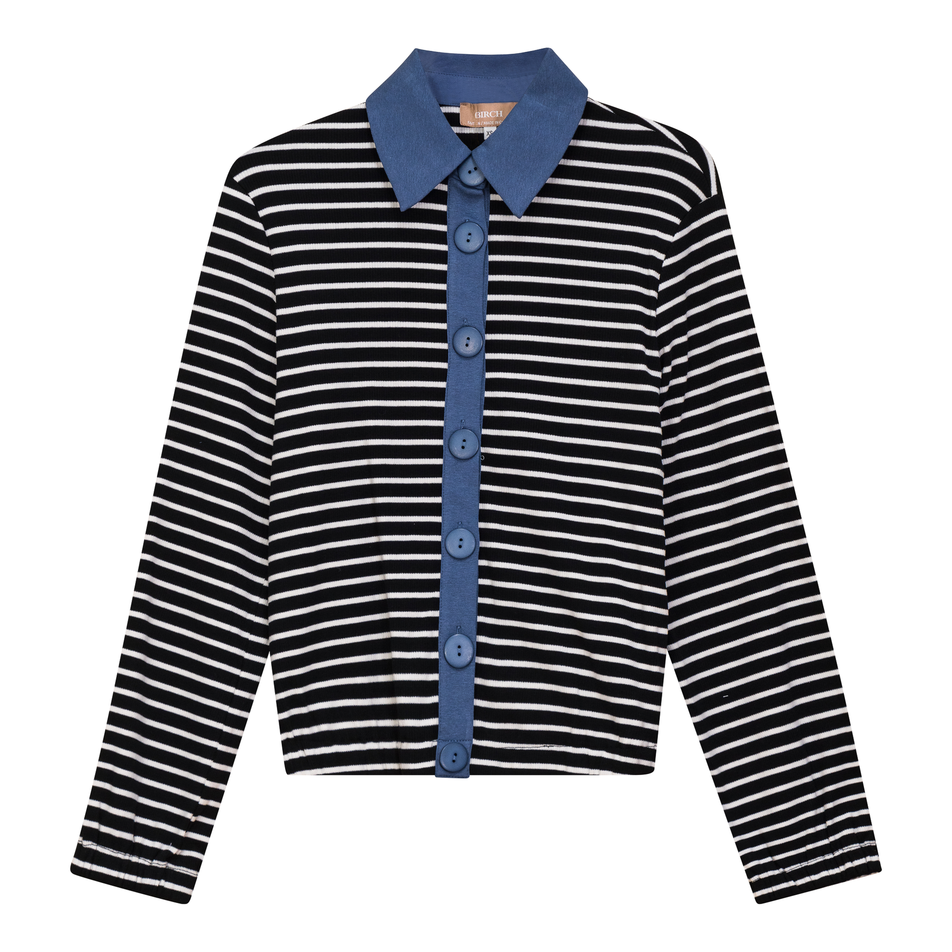 Striped Button Down Cardigan Black White