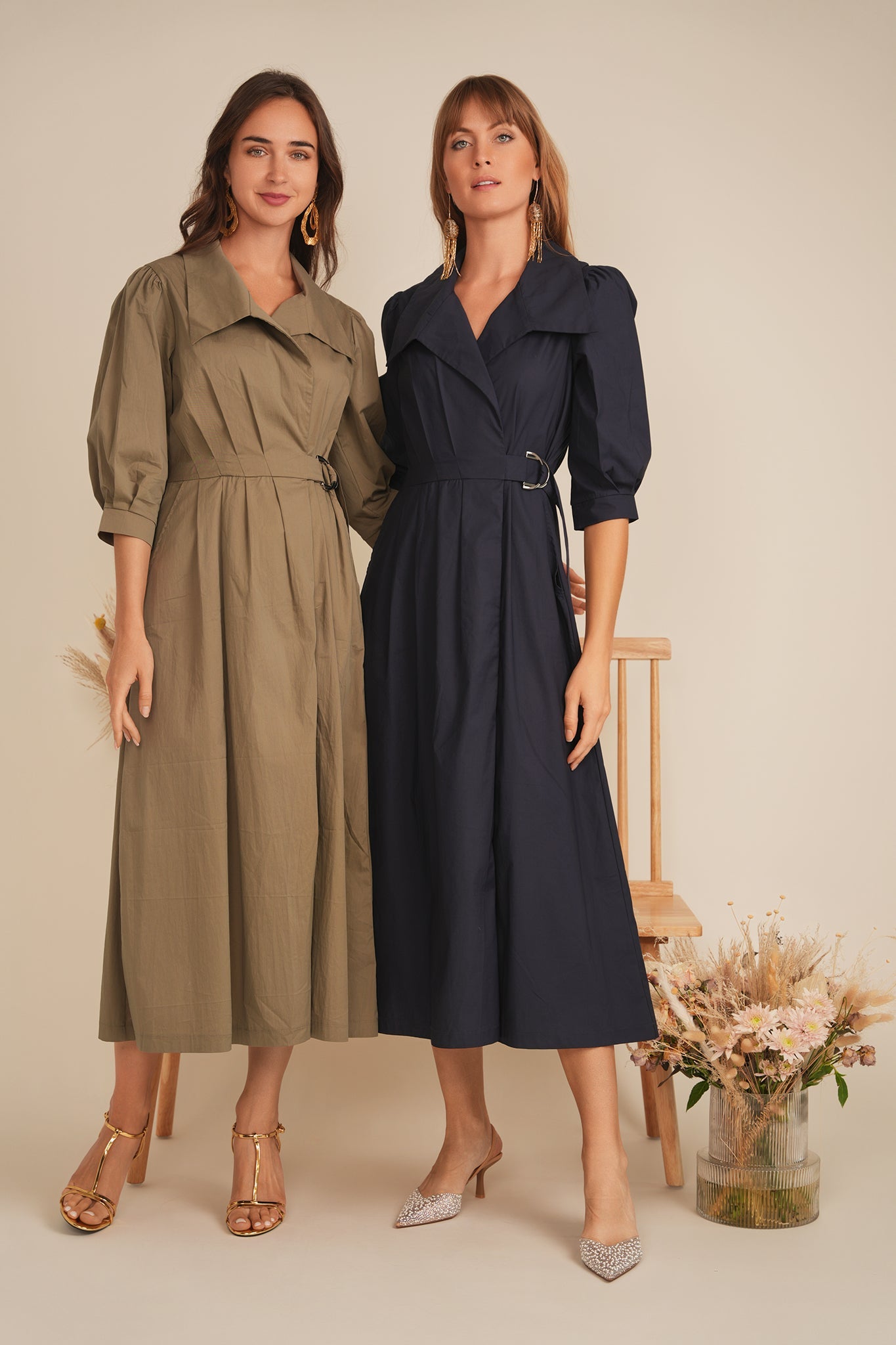 Cotton Midi Wrap Dress