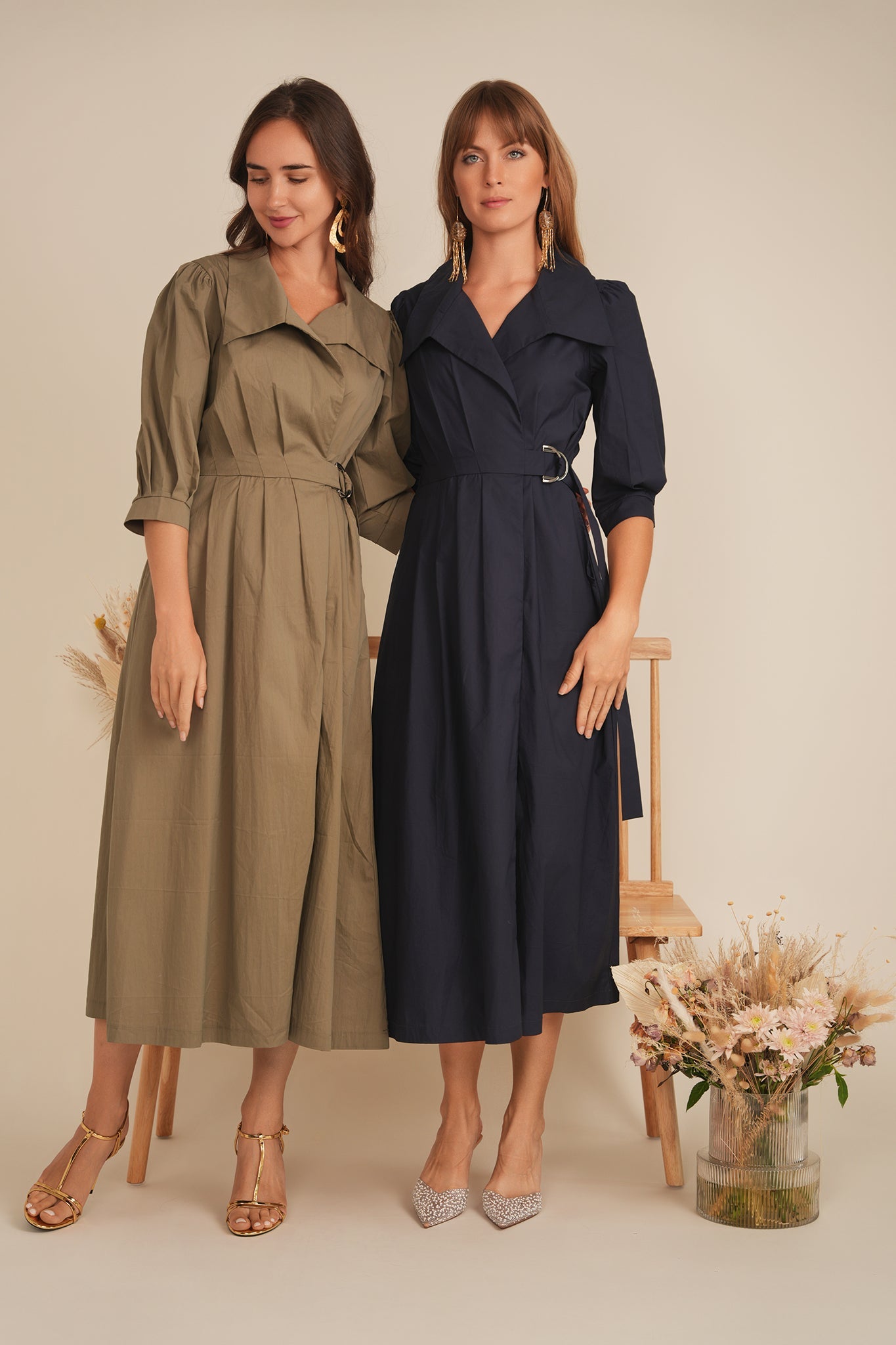 Cotton Midi Wrap Dress