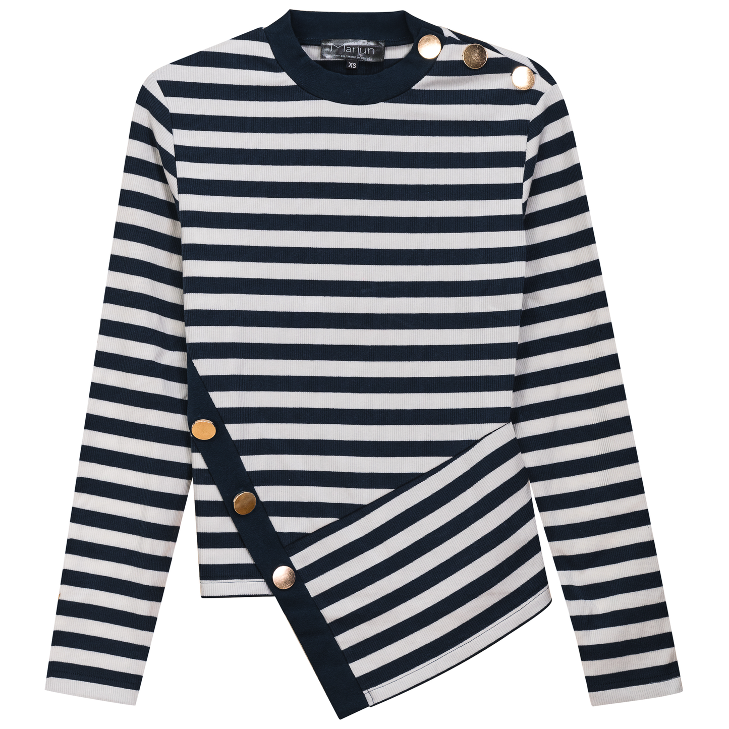 Striped Asymetric Cut Top Navy White