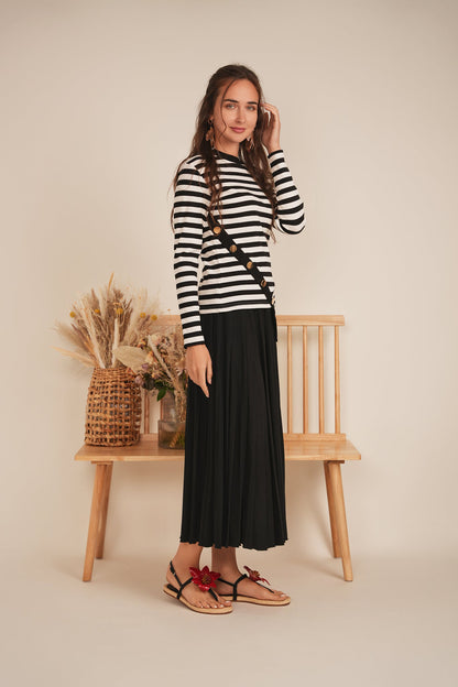 Striped Asymetric Cut Top