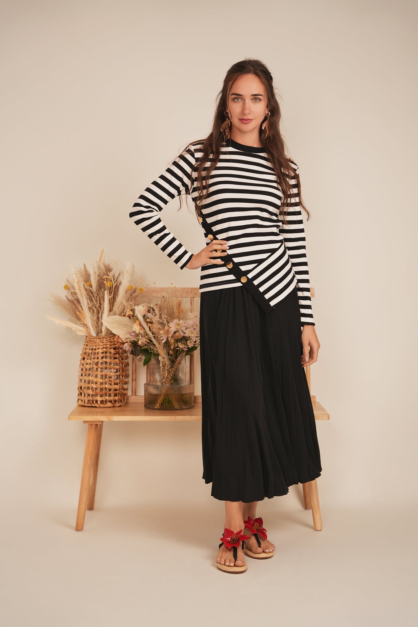 Striped Asymetric Cut Top