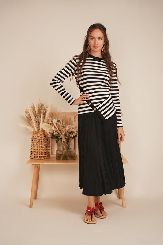 Striped Asymetric Cut Top