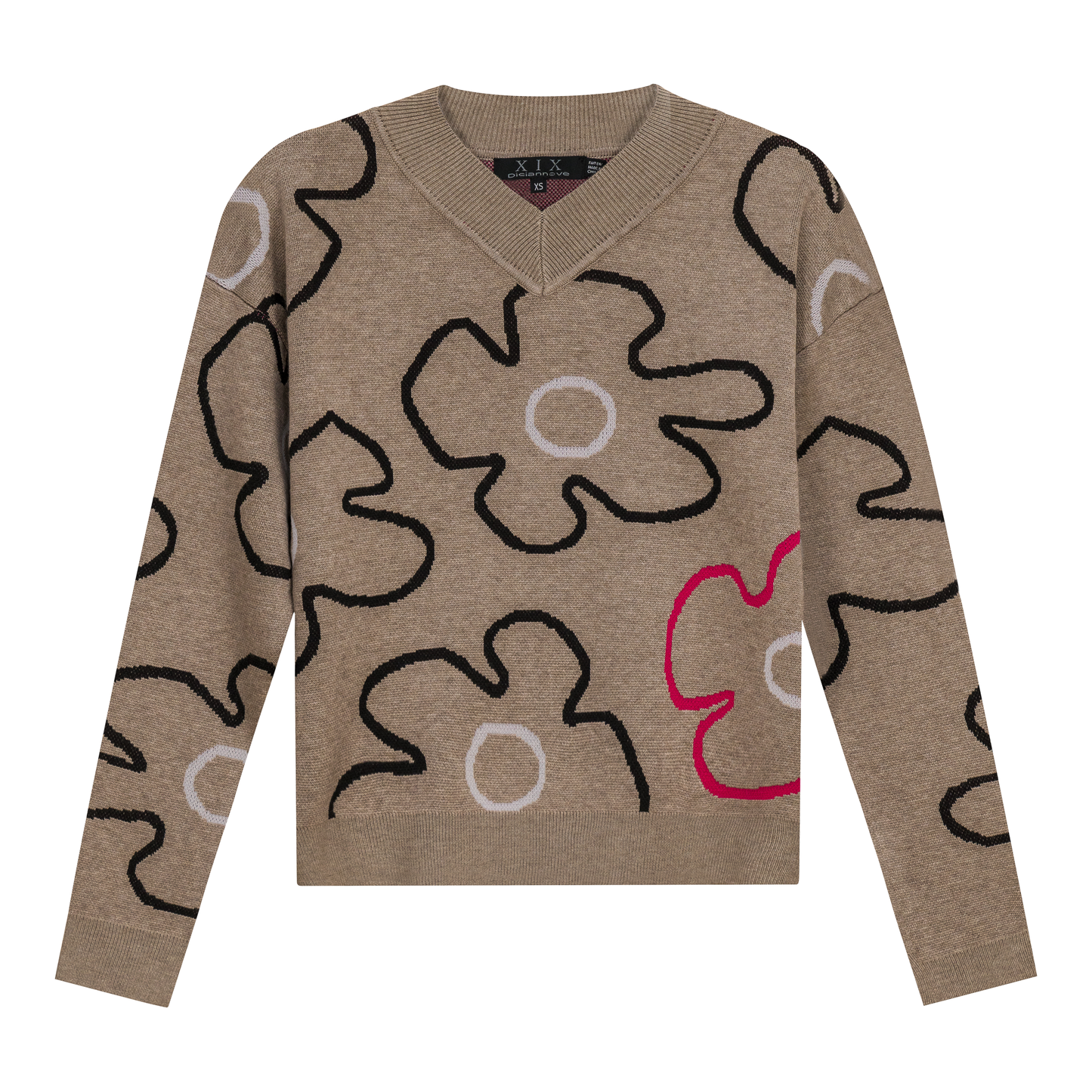 Floral Knit Sweater Stone