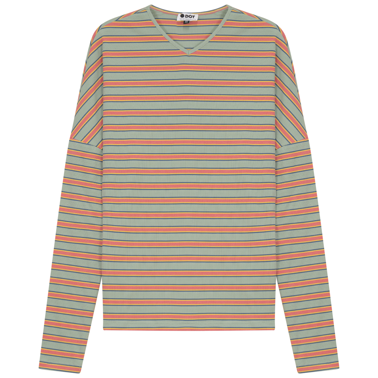 V Neck Dolman Striped Tee Mint Pink
