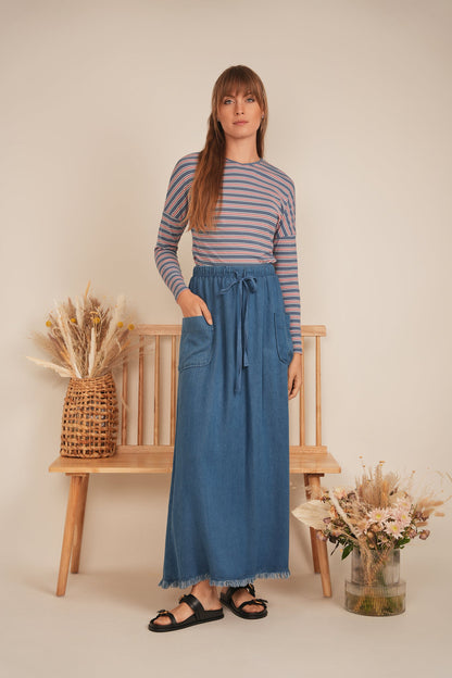 V Neck Dolman Striped Tee