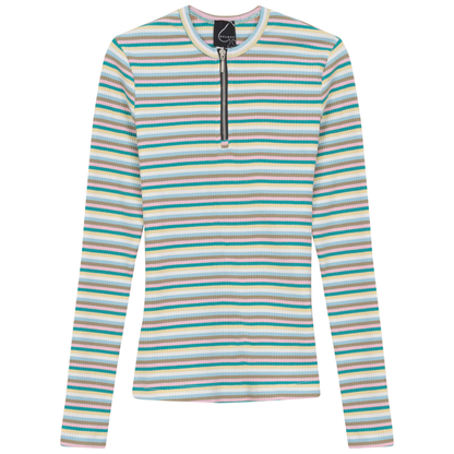 Striped Henley Tee Blue Green