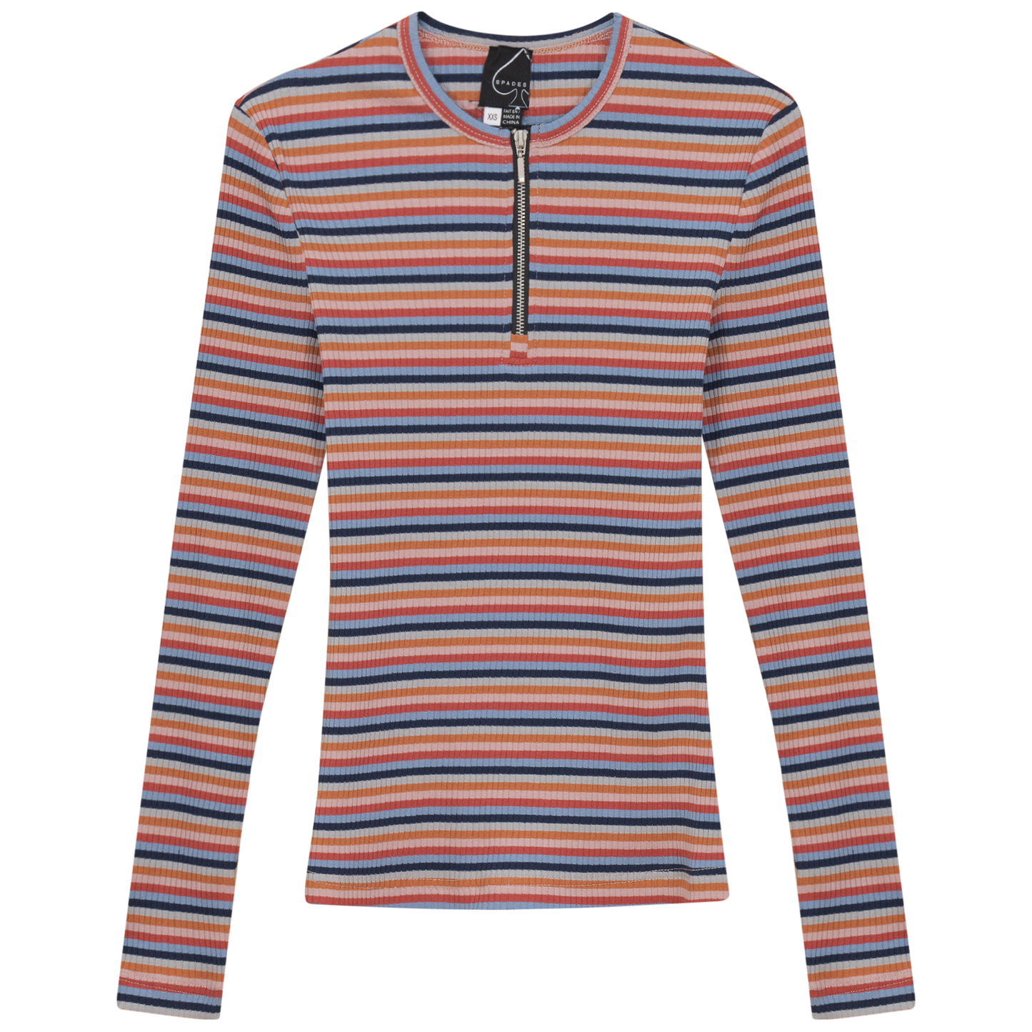 Striped Henley Tee Dark Denim Red