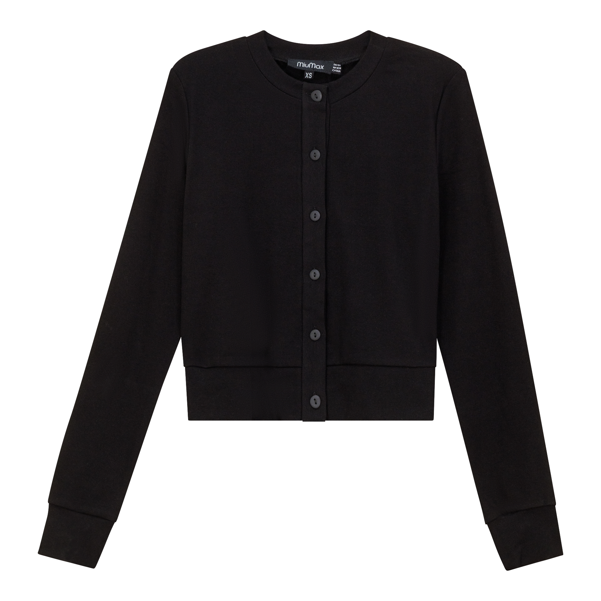 Cropped Ribbed Cardigan Black