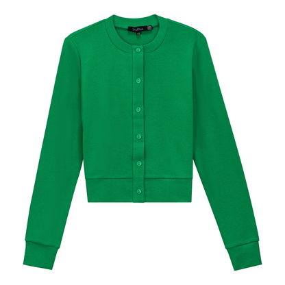 Cropped Ribbed Cardigan Green Apple