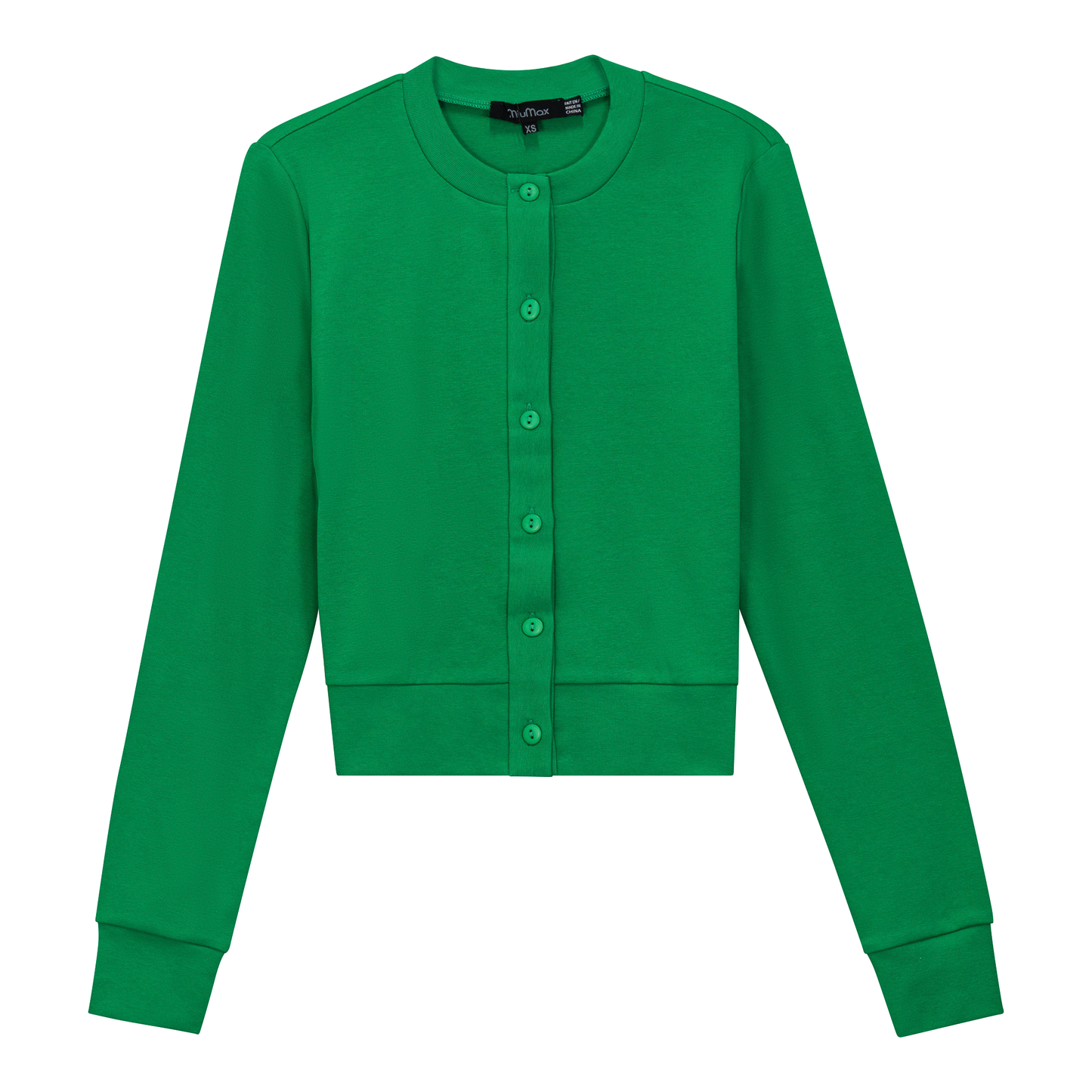 Cropped Ribbed Cardigan Green Apple