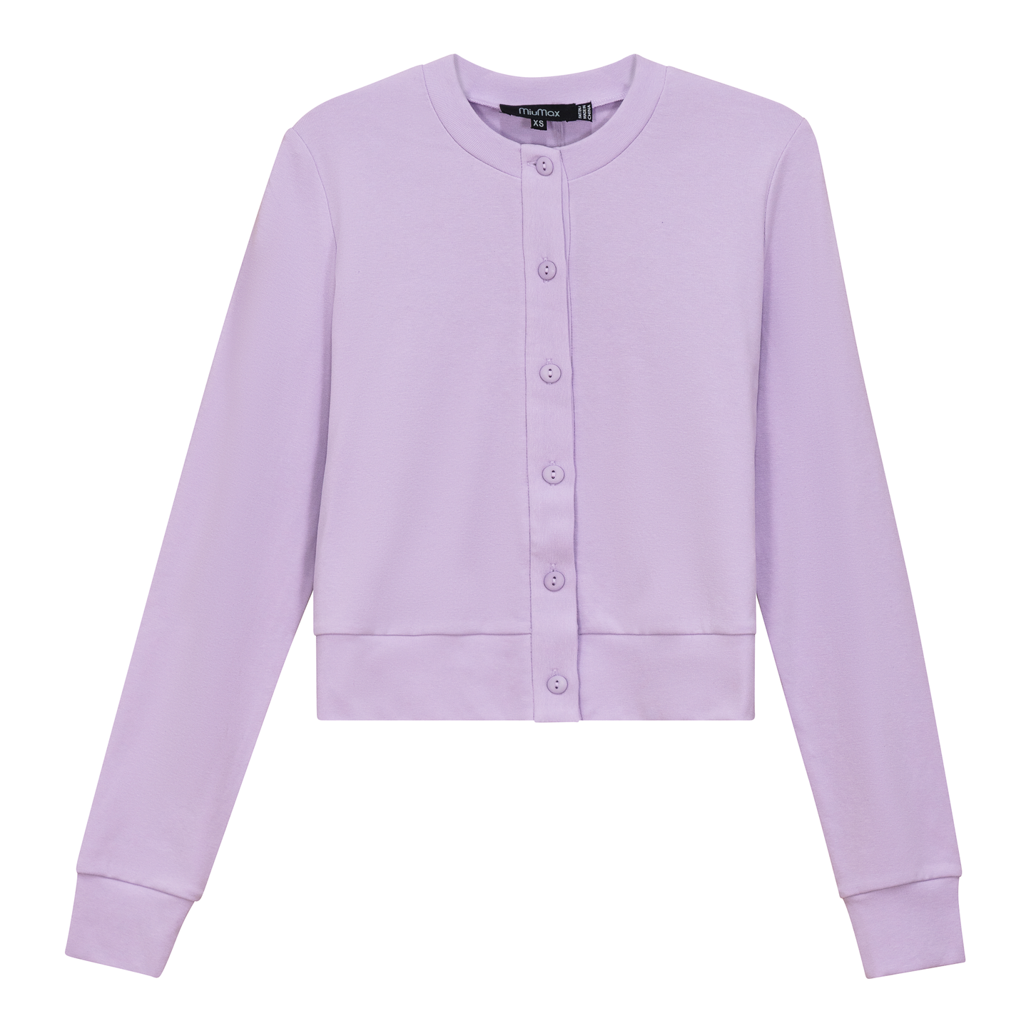 Cropped Ribbed Cardigan Lilac