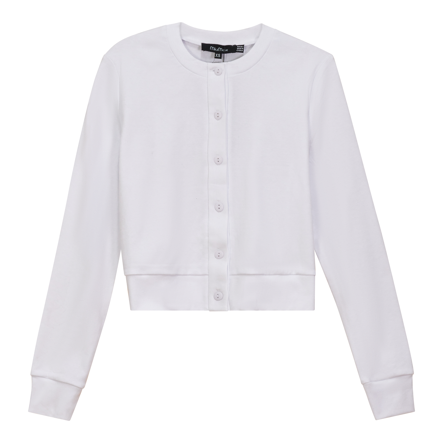 Cropped Ribbed Cardigan White