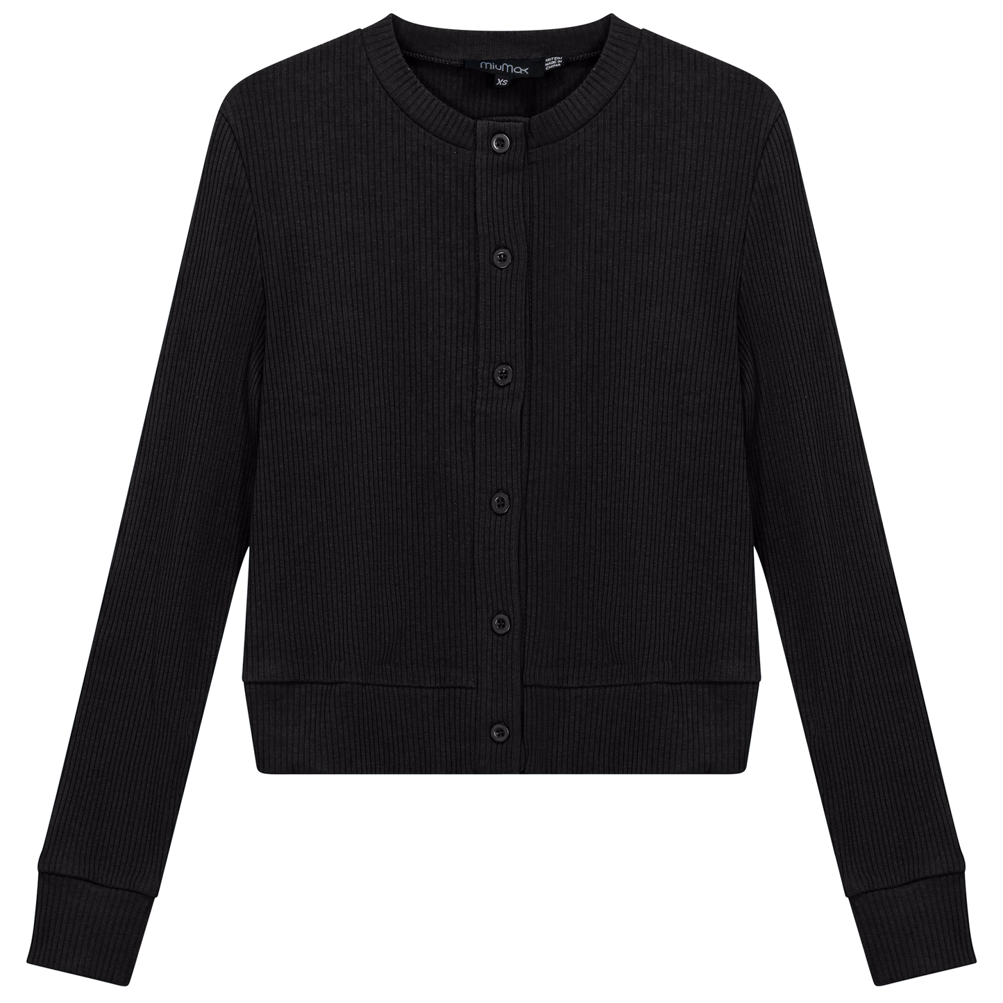 Cropped Ribbed Cardigan Black