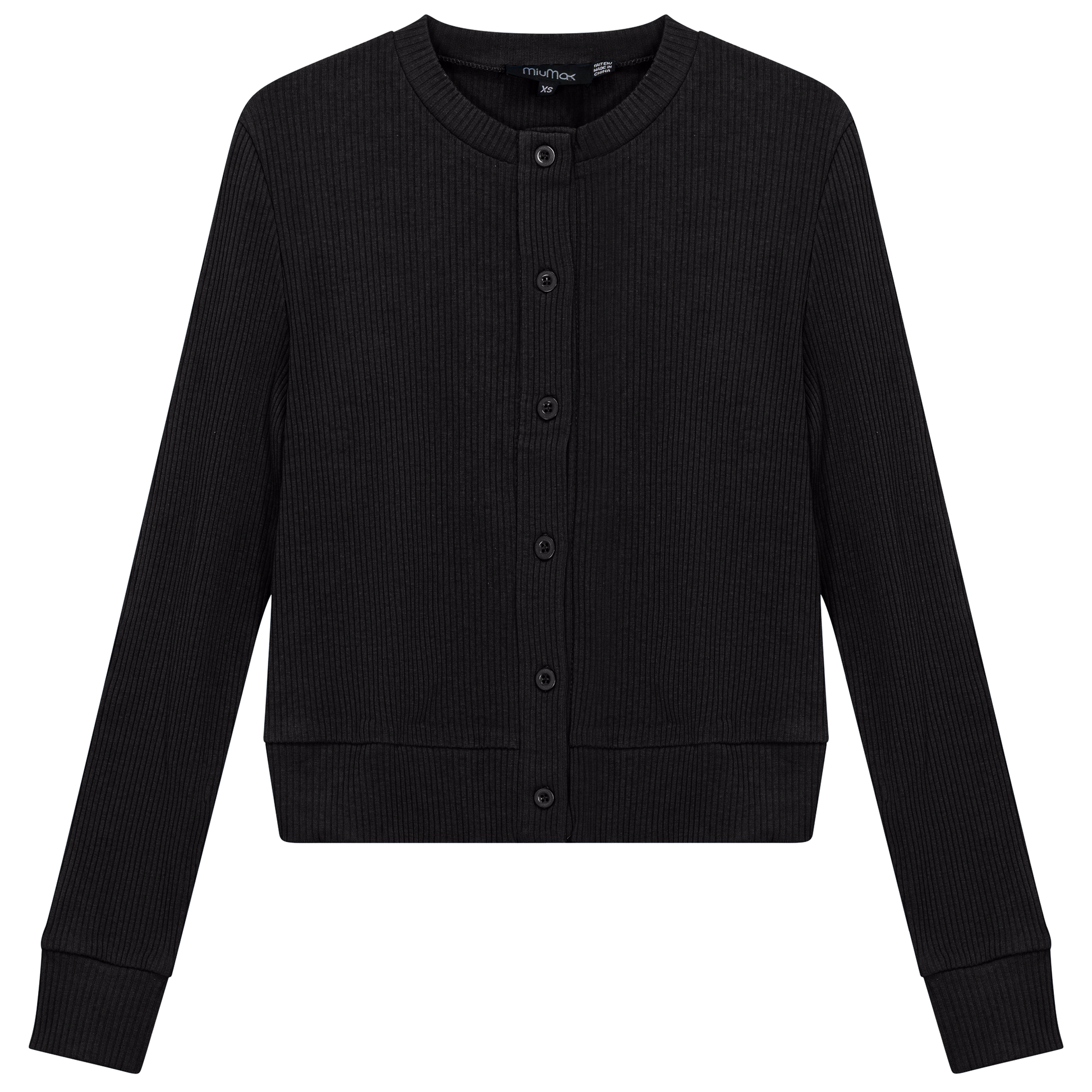 Cropped Ribbed Cardigan Black