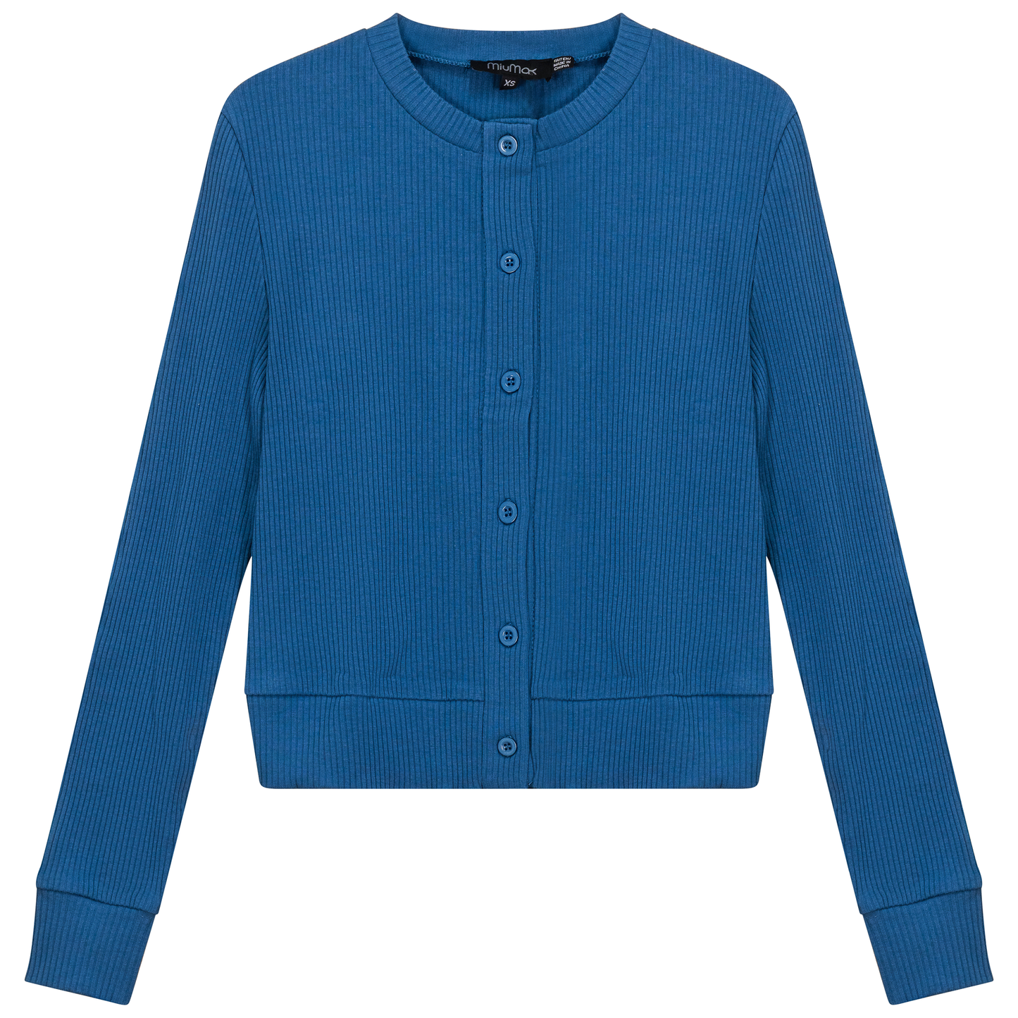 Cropped Ribbed Cardigan Chambray