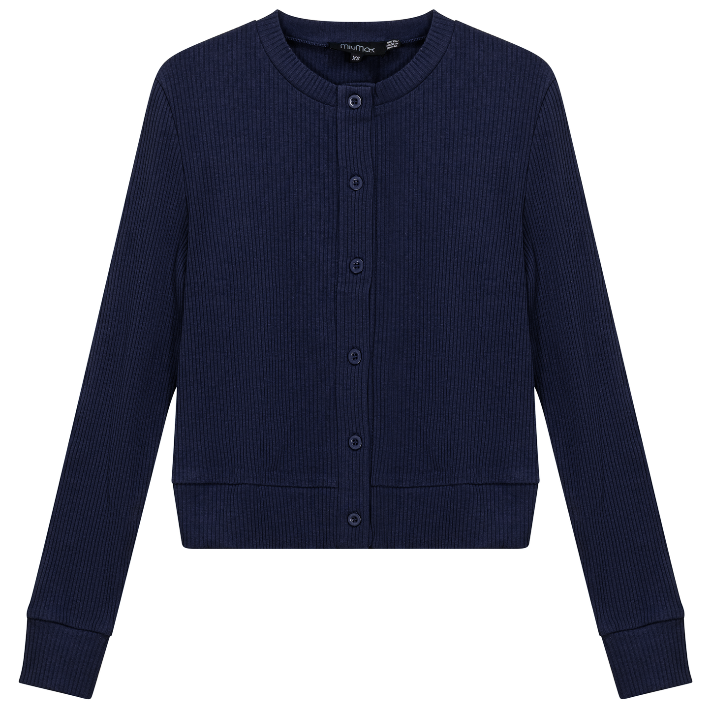 Cropped Ribbed Cardigan Dark Denim