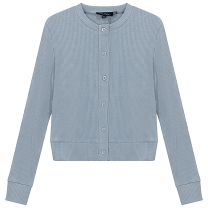 Cropped Ribbed Cardigan Light Denim