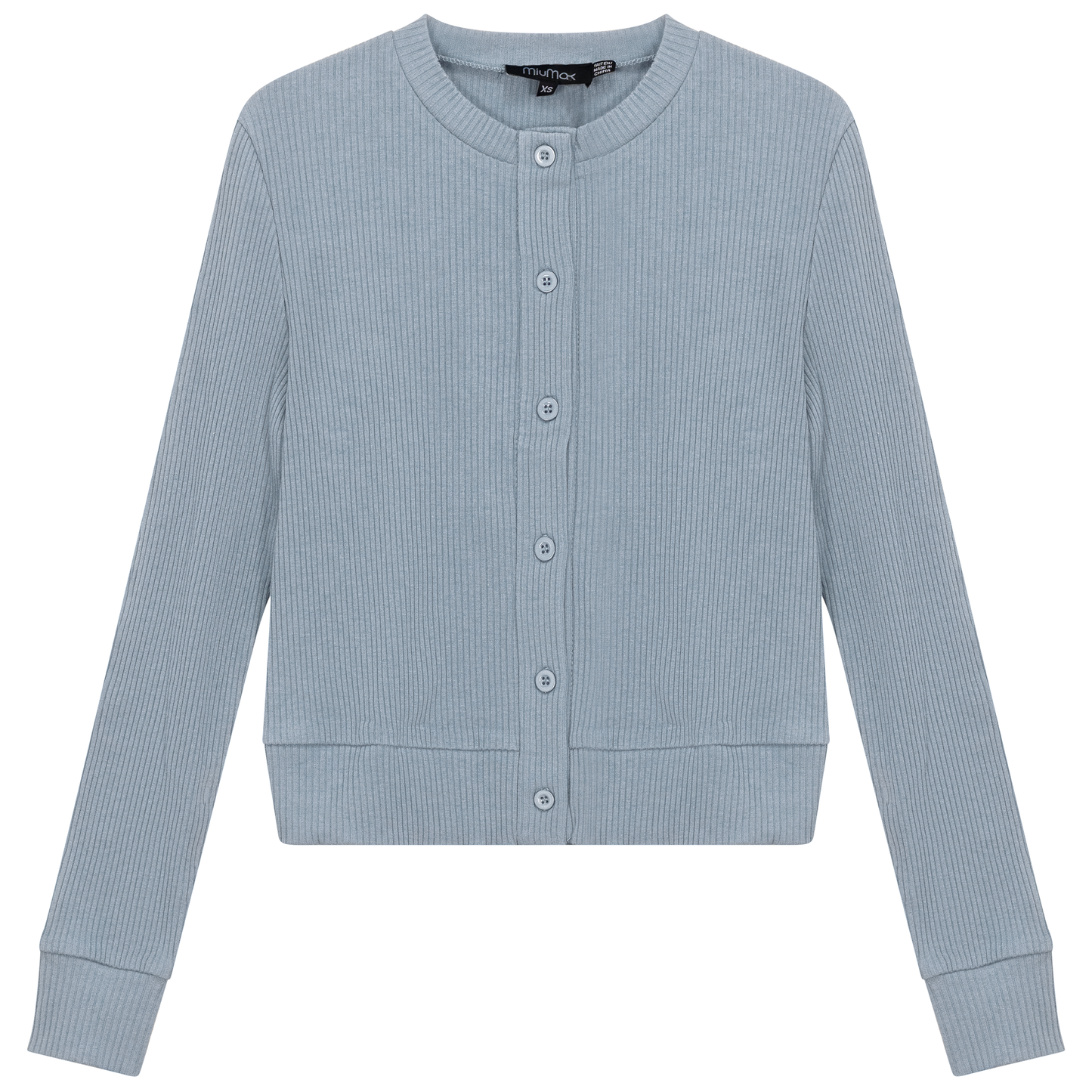 Cropped Ribbed Cardigan Light Denim