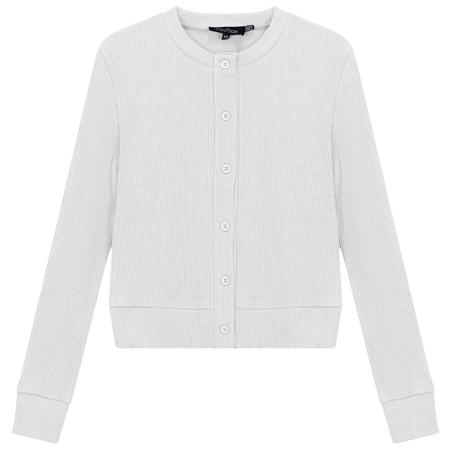 Cropped Ribbed Cardigan White