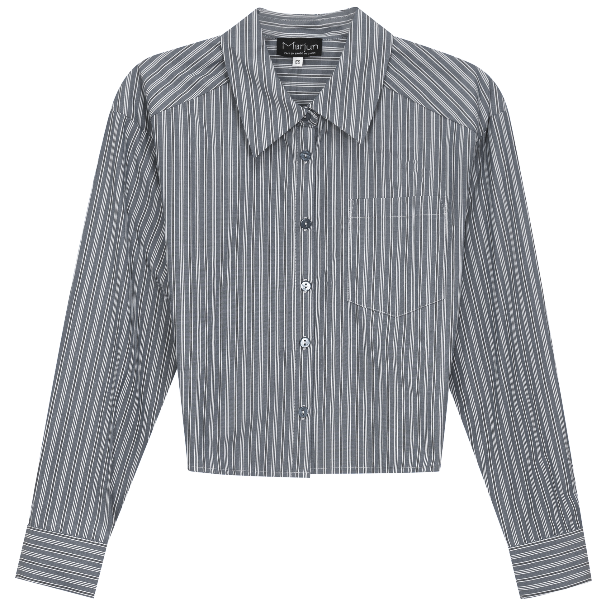 Cropped Striped Blouse Black