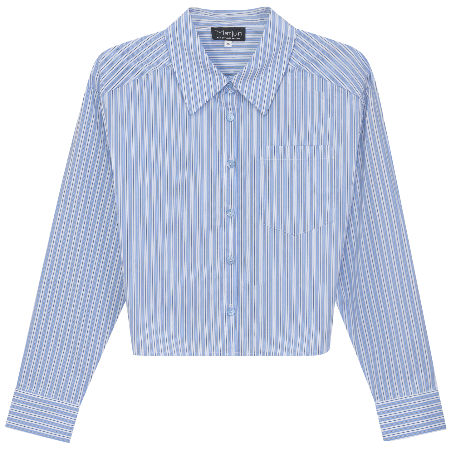 Cropped Striped Blouse Blue