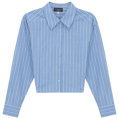 Cropped Striped Blouse Medium Denim